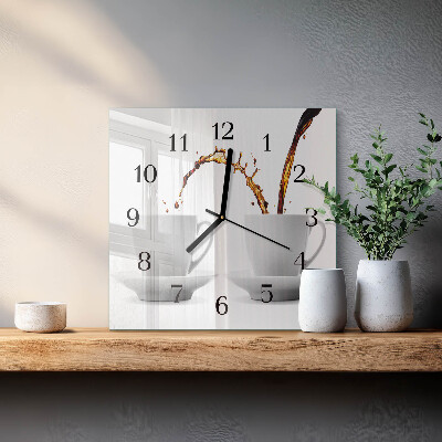 Quadratische wanduhr modern Tassen Kaffee