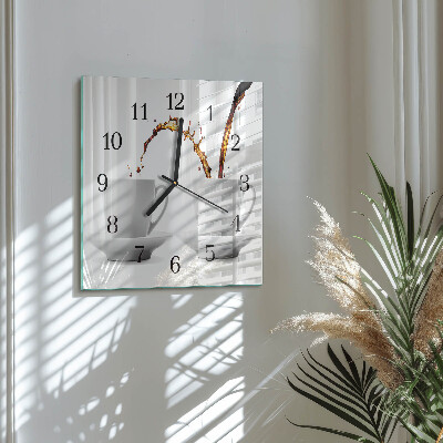 Quadratische wanduhr modern Tassen Kaffee