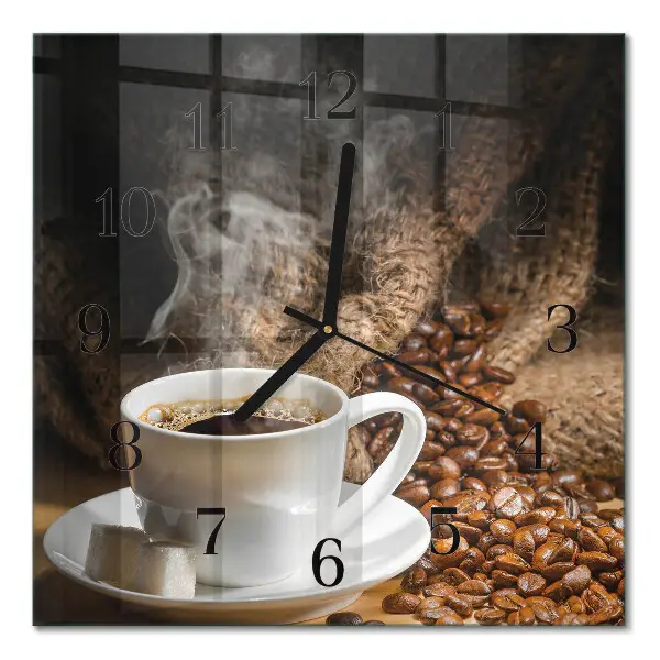 Quadratische wanduhr modern Kaffee