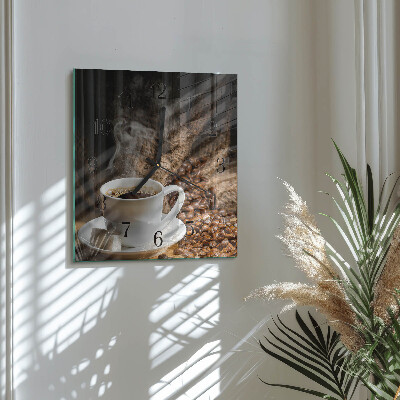 Quadratische wanduhr modern Kaffee