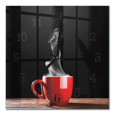 Glasuhr quadratisch Eine Tasse Kaffee
