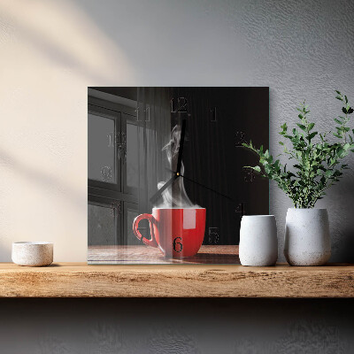 Glasuhr quadratisch Eine Tasse Kaffee