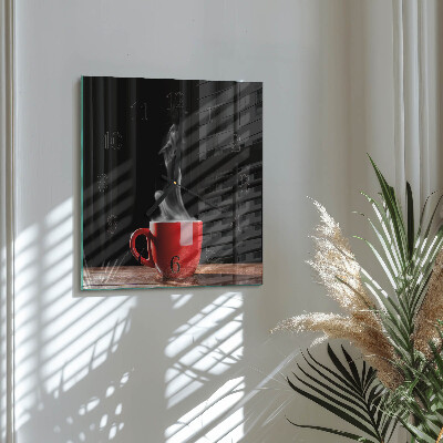 Glasuhr quadratisch Eine Tasse Kaffee