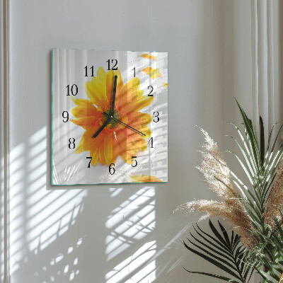Glasuhr quadratisch Blume