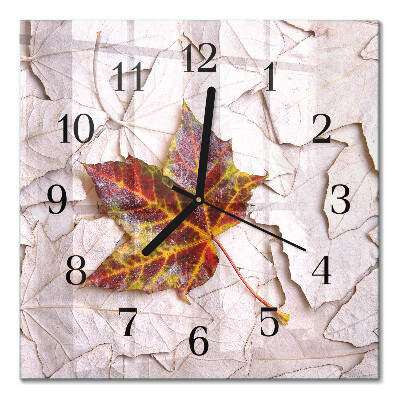 Quadratische wanduhr Ahornblatt