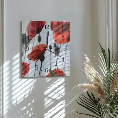 Wanduhr mit motiv quadratisch Mohn