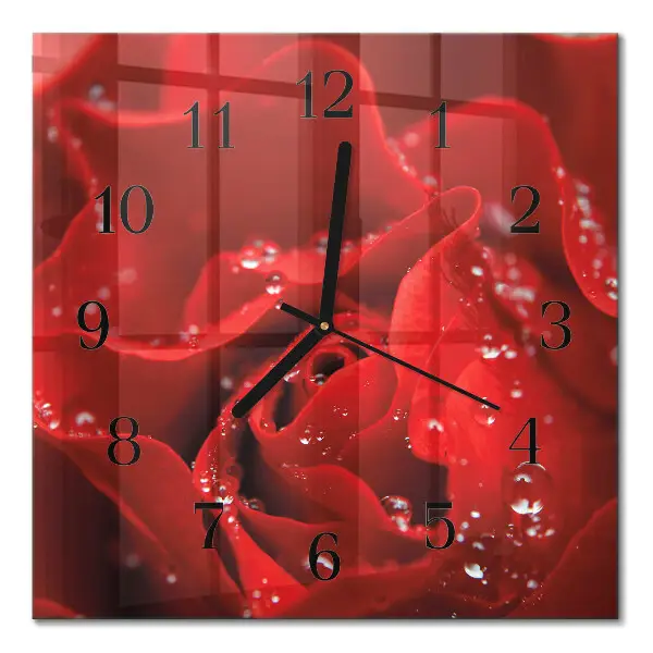 Quadratische wanduhr Rose