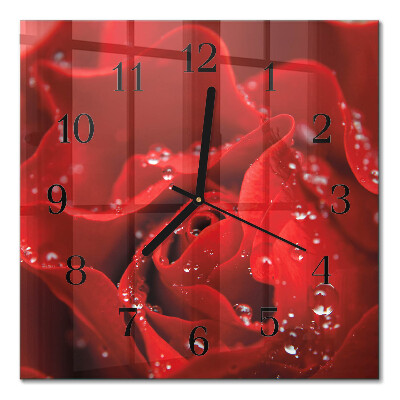 Quadratische wanduhr Rose