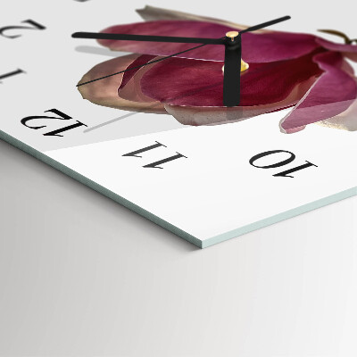 Quadratische wanduhr modern Magnolienblüte