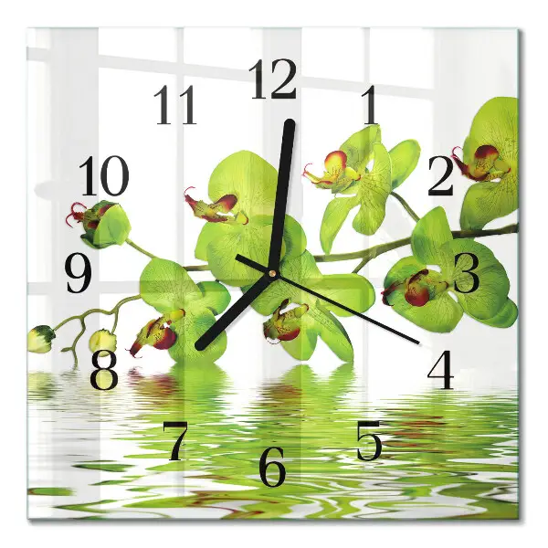 Glasuhr quadratisch Orchidee