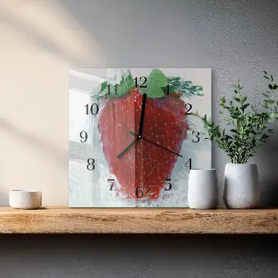 Wanduhr mit motiv quadratisch Erdbeere