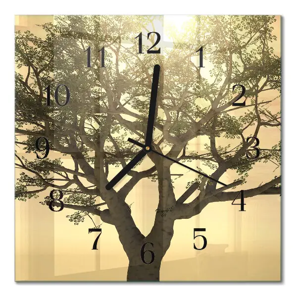 Quadratische wanduhr modern Baum