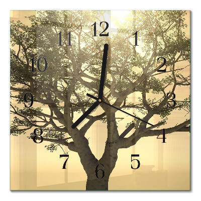 Quadratische wanduhr modern Baum