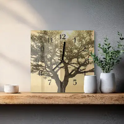 Quadratische wanduhr modern Baum