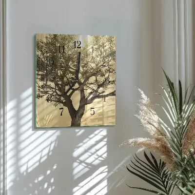 Quadratische wanduhr modern Baum