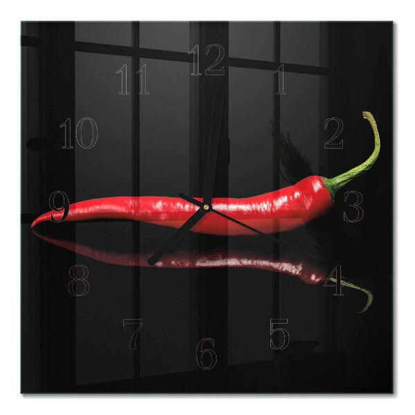 Glasuhr quadratisch Chili-Pfeffer