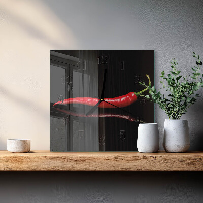 Glasuhr quadratisch Chili-Pfeffer