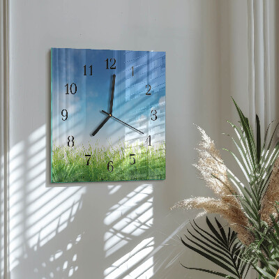 Quadratische wanduhr Gras