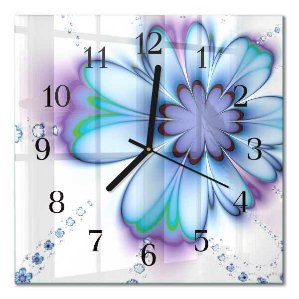 Quadratische wanduhr modern Blume
