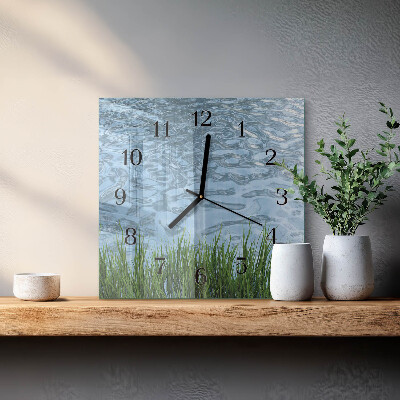 Quadratische wanduhr Graswasser