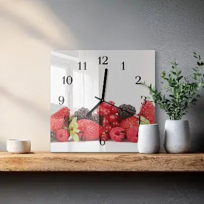 Quadratische wanduhr modern Obst
