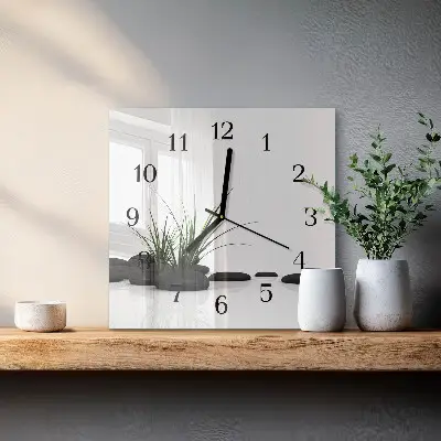 Quadratische wanduhr modern Steine