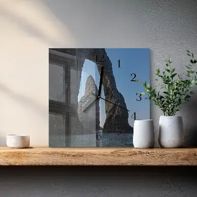 Moderne wanduhr quadratisch Stein