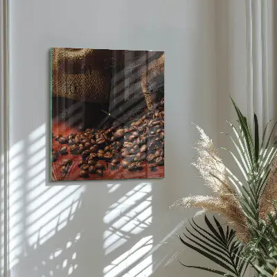 Quadratische wanduhr modern Kaffeebohnen