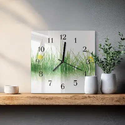 Wanduhr mit motiv quadratisch Gras