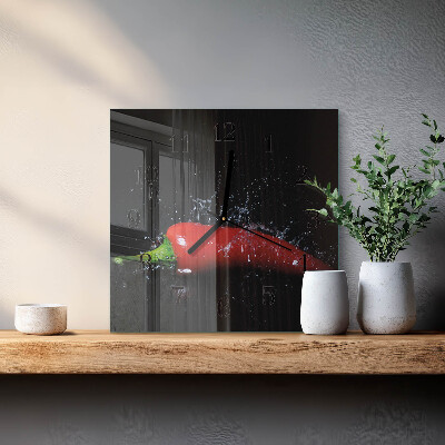 Quadratische wanduhr modern Chilischoten