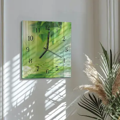 Glasuhr quadratisch Blätter
