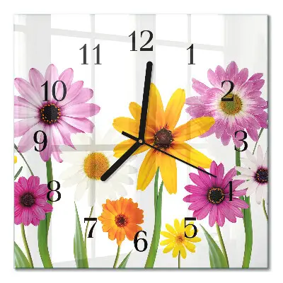 Quadratische wanduhr Blumen