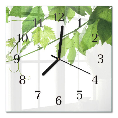 Quadratische wanduhr modern Blätter