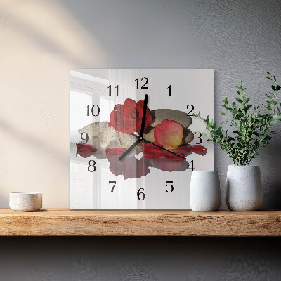 Quadratische wanduhr Schale mit Rosen