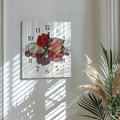 Quadratische wanduhr Schale mit Rosen