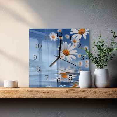 Glasuhr quadratisch Blume