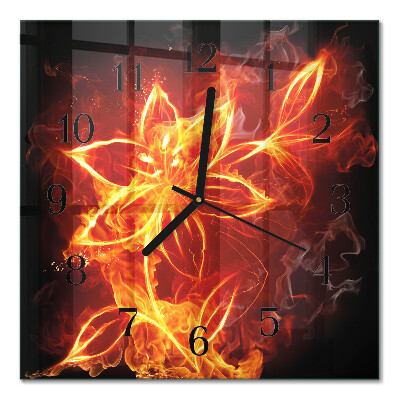 Quadratische wanduhr Feuerblume