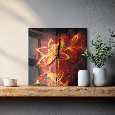 Quadratische wanduhr Feuerblume