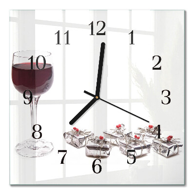 Quadratische wanduhr Ein Glas Wein