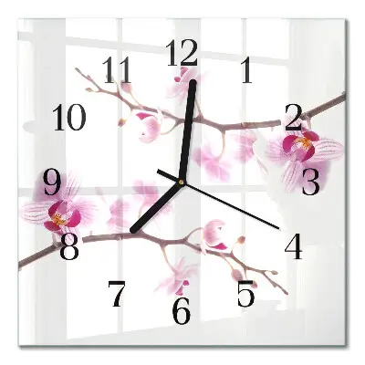 Quadratische wanduhr modern Orchidee