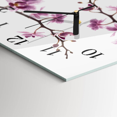Quadratische wanduhr modern Orchidee