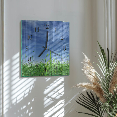 Quadratische wanduhr modern Gras