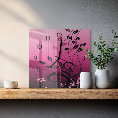 Quadratische wanduhr modern Floristische Kunst