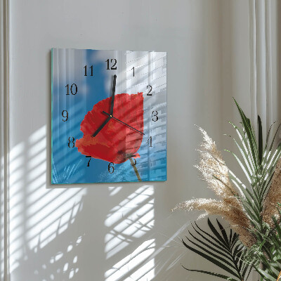 Glasuhr quadratisch Mohn