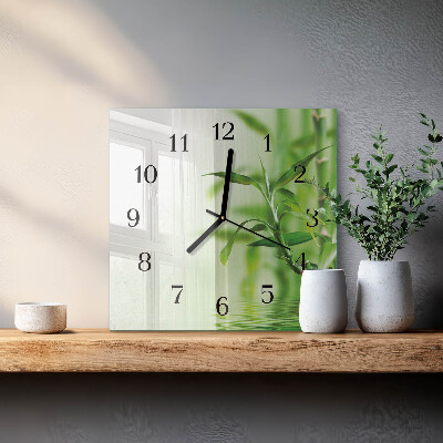 Quadratische wanduhr Bambus