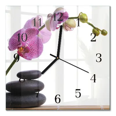 Quadratische wanduhr modern Orchidee