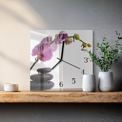 Quadratische wanduhr modern Orchidee
