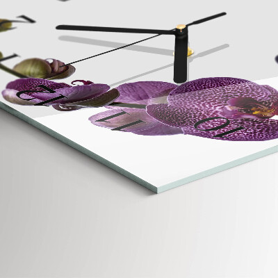 Quadratische wanduhr modern Orchidee