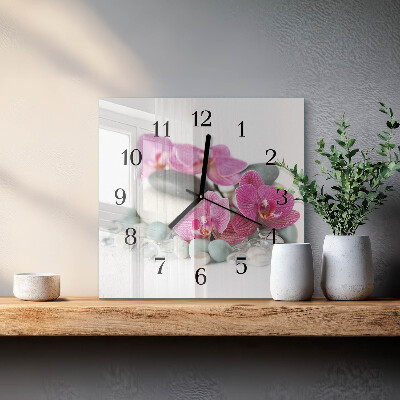Quadratische wanduhr modern Orchideen