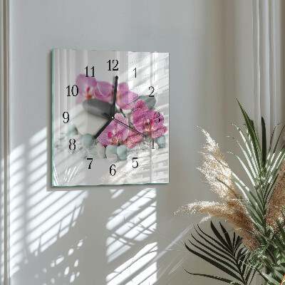 Quadratische wanduhr modern Orchideen